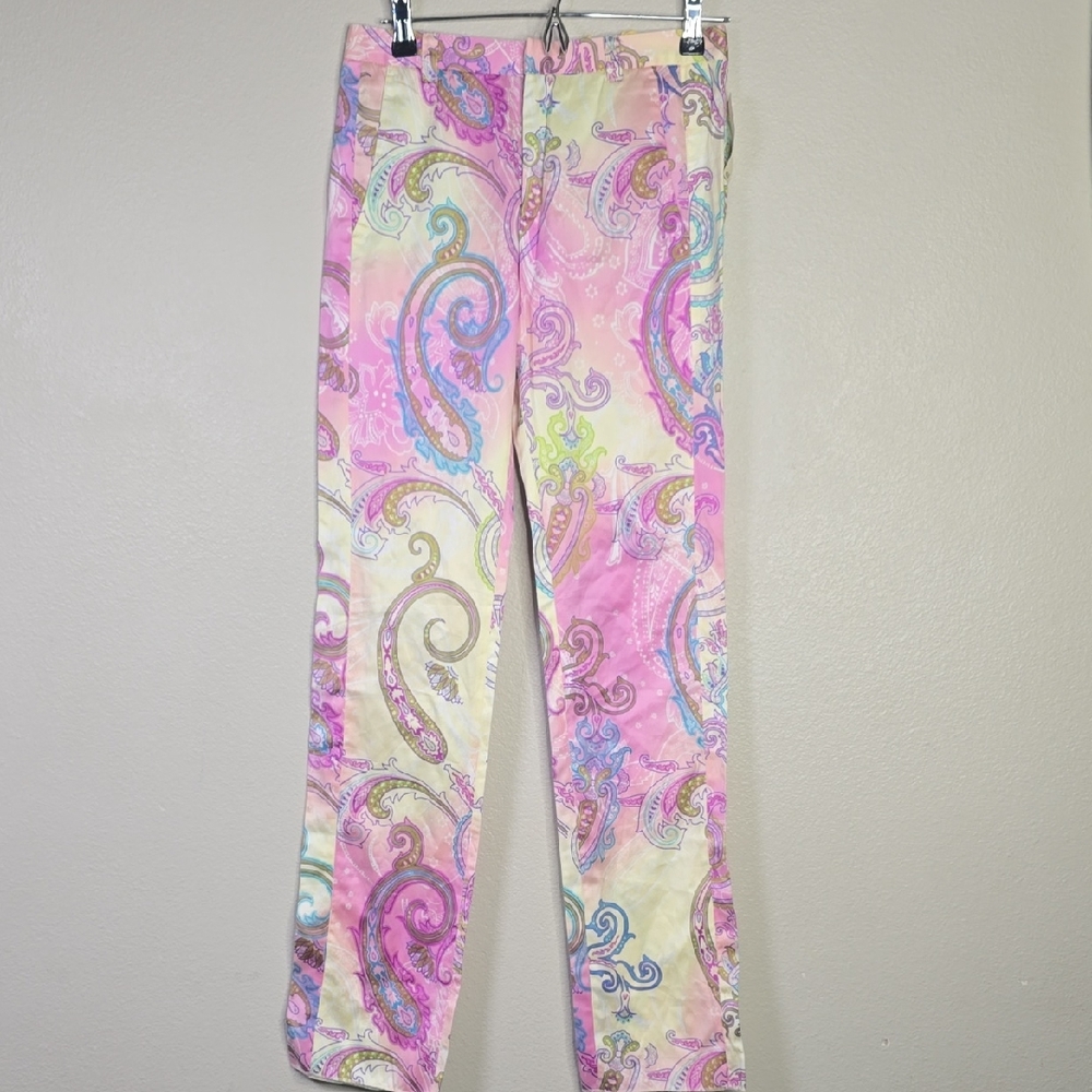 Etro Milano  Pink Paisley Print Pants Size 38 Nwt